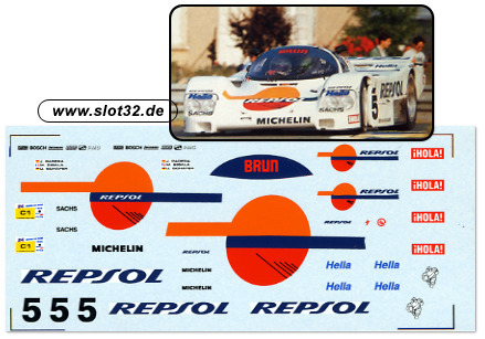 DMC decal Porsche 962, Repsol white